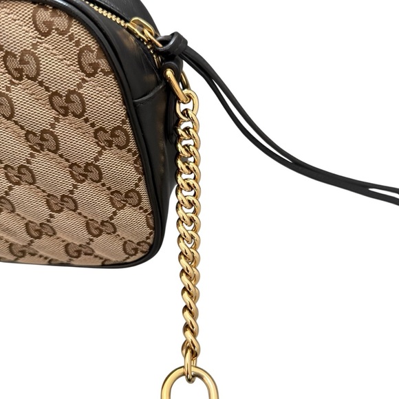 Authentic Gucci Monogram Matelasse Diagonal Small GG Marmont Chain Shoulder Bag - Picture 5 of 9